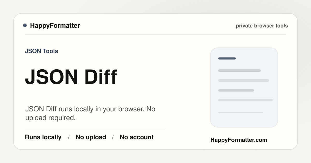 Private JSON Diff Tool - No Upload | HappyFormatter